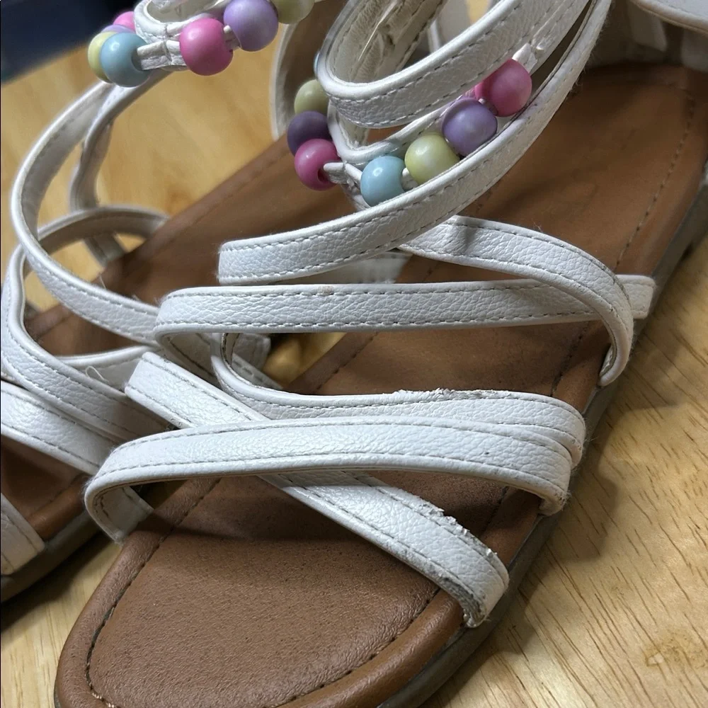 Place White Sandals with Pastel Beads